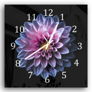 Wandklok 30x30 Blauw/Roze Dahlia