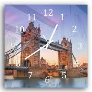 Wandklok 30x30 Tower Bridge bij Zonsondergang