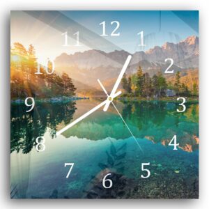 Wandklok 30x30 Zonsopgang bij Eibsee Meer