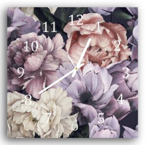 Wandklok 30x30 Bloemen Patroon van Waterverf