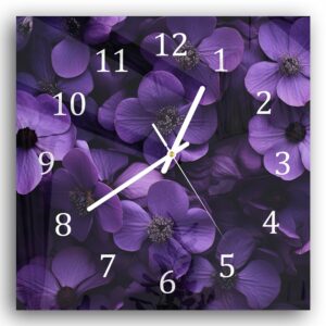 Wandklok 30x30 Paarse Bloemen