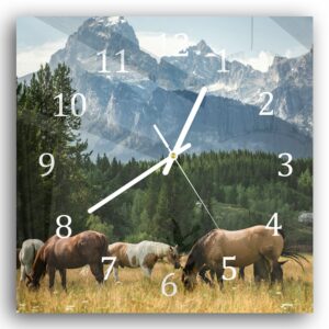 Wandklok 30x30 Grazende Paarden