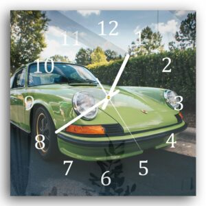 Wandklok 30x30 Porsche 911 1970 Groen