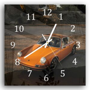 Wandklok 30x30 Oranje Porsche