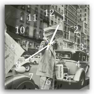 Wandklok 30x30 New York in Zwart-Wit