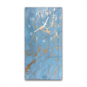 Wandklok 30x60 Goud en Blauw Marmer