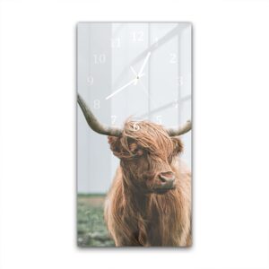 Wandklok 30x60 Schotse Hooglander in de Wind