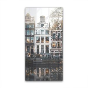 Wandklok 30x60 Amsterdamse Grachtenpanden