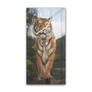 Wandklok 30x60 Bengaalse Tijger op een Rots