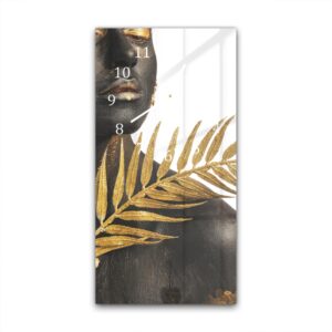 Wandklok 30x60 Exotische Elegantie in Zwart en Goud