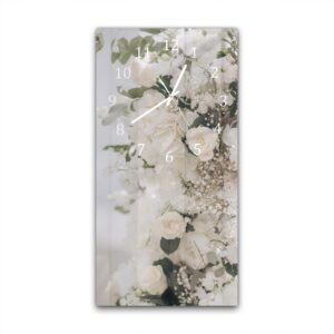 Wandklok 30x60 Witte Bloemen Decor