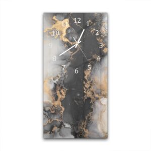 Wandklok 30x60 Luxe Zwart-Goud Marmer