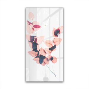 Wandklok 30x60 Waterverf Roze Bladeren