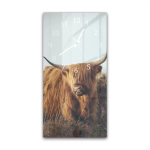 Wandklok 30x60 Schotse Hooglander tussen het Gras