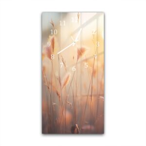 Wandklok 30x60 Zonsondergang in Grasveld