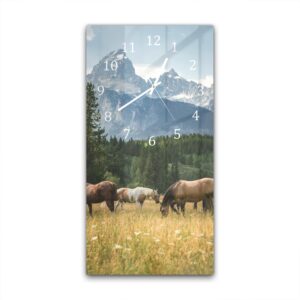 Wandklok 30x60 Grazende Paarden