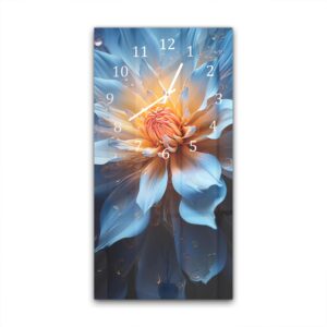 Wandklok 30x60 Stralende Blauwe Dahlia