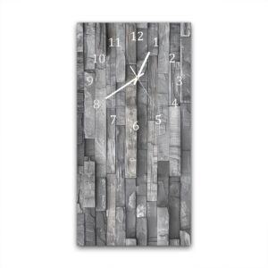 Wandklok 30x60 Stenen Muur Zwart-Wit