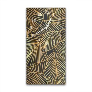 Wandklok 30x60 Gouden Blaadjes op Zwart