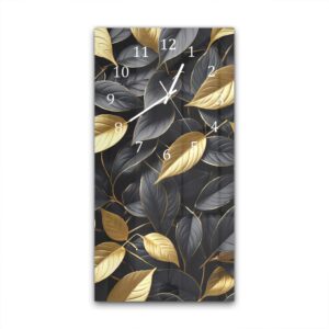 Wandklok 30x60 Goud/Zwart Blader Patroon