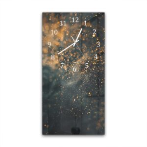 Wandklok 30x60 Gouden Glitters in Donkere Mist