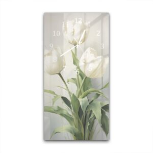 Wandklok 30x60 Romantische Witte Tulpen