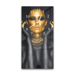 Wandklok 30x60 Zwart/Gouden Vrouw