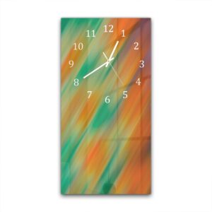 Wandklok 30x60 Oranje & Groene Abstractie