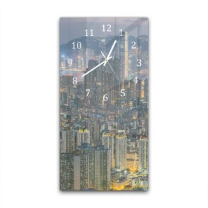 Wandklok 30x60 Hong Kong in de Nacht