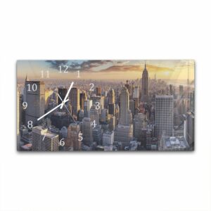 Wandklok 60x30 Zonsondergang over New York City