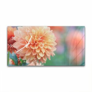 Wandklok 60x30 Roze/Gele Dahlia