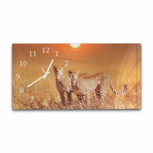 Wandklok 60x30 Twee Cheetahs