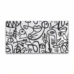 Wandklok 60x30 Zwart-wit Graffiti Patroon