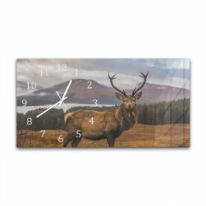 Wandklok 60x30 Wild Schots Hert