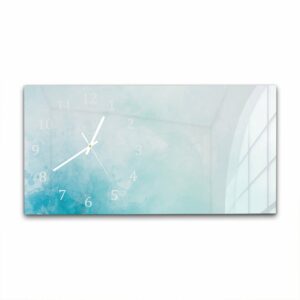 Wandklok 60x30 Blauwe Waterverf