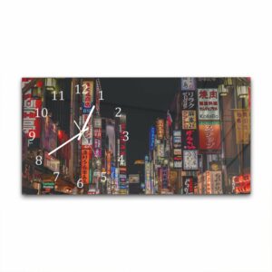 Wandklok 60x30 Kabukicho Shinjuku Neonlichten