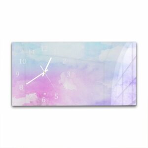 Wandklok 60x30 Roze-Blauwe Waterverf