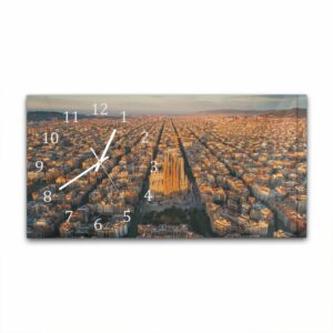 Wandklok 60x30 Luchtfoto van Sagrada Familia