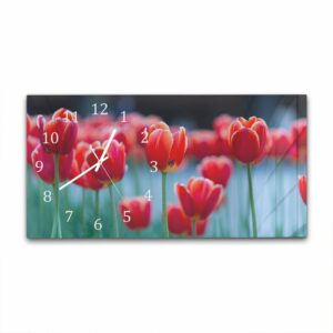 Wandklok 60x30 Rode Tulpen