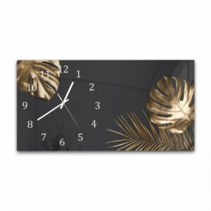 Wandklok 60x30 Gouden Tropische Bladeren