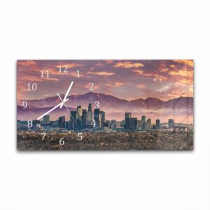 Wandklok 60x30 Los Angeles Skyline bij Zonsondergang