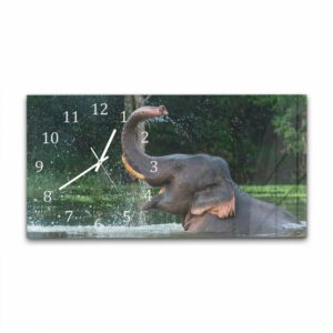 Wandklok 60x30 Badende Olifant