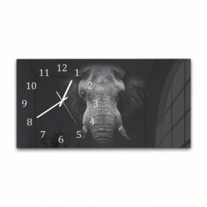 Wandklok 60x30 Zwart/Wit Olifant