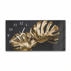 Wandklok 60x30 Luxueuze Gouden Monstera Bladeren