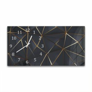 Wandklok 60x30 Zwart-Goude geometrische