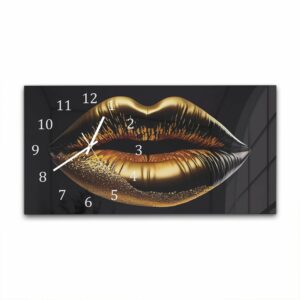 Wandklok 60x30 Gouden Lippen