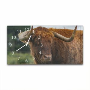 Wandklok 60x30 Schotse Hooglander in de Natuur