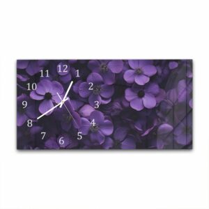 Wandklok 60x30 Paarse Bloemen