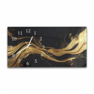 Wandklok 60x30 Abstracte luxe goud-zwart achtergrond