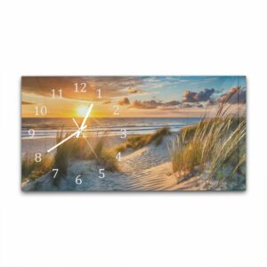 Wandklok 60x30 Zonsondergang bij Duinen